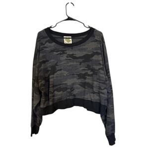Maple Sage Black Gray Camo Long Sleeve Pullover Sweatshirt Women Sz L